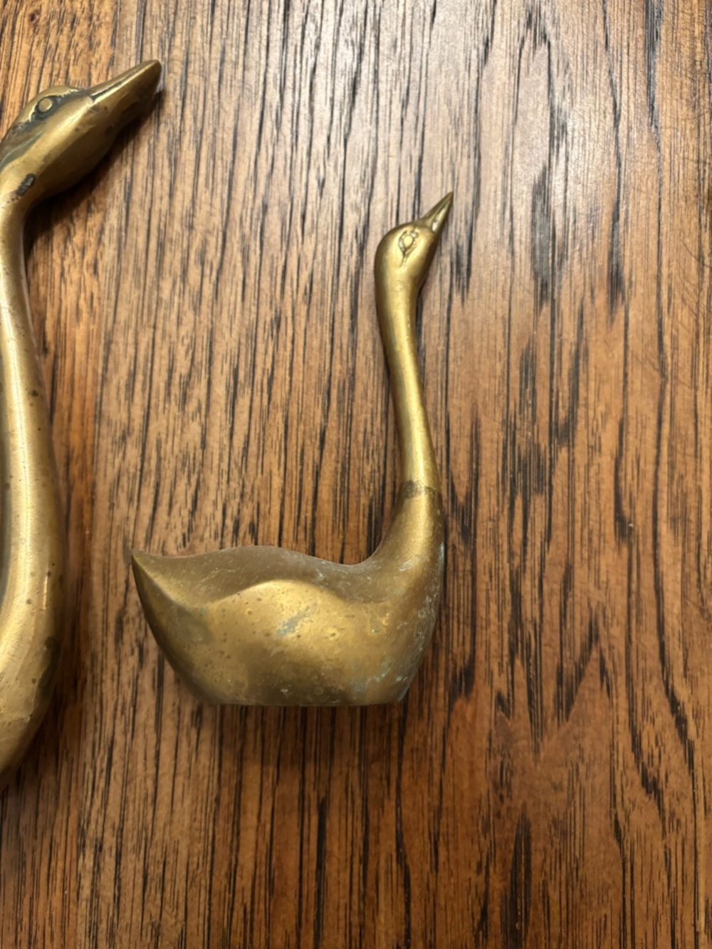Vintage Solid Brass Swan Duck Family Set Mid Century Hollywood Regency Decor - Picture 5 of 16